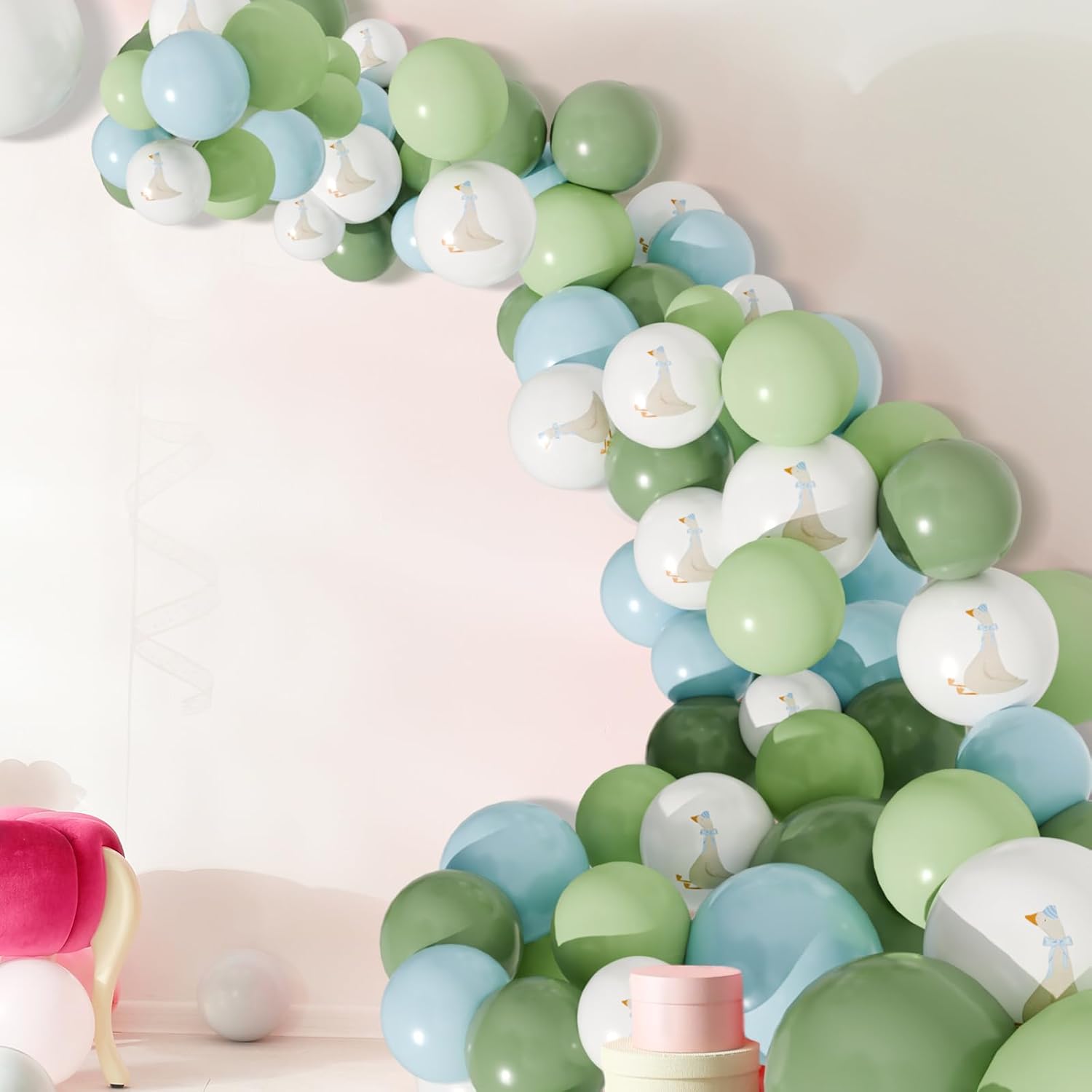 60 Pcs Goose Balloon Set – Pastel Pink Birthday Party Decorations