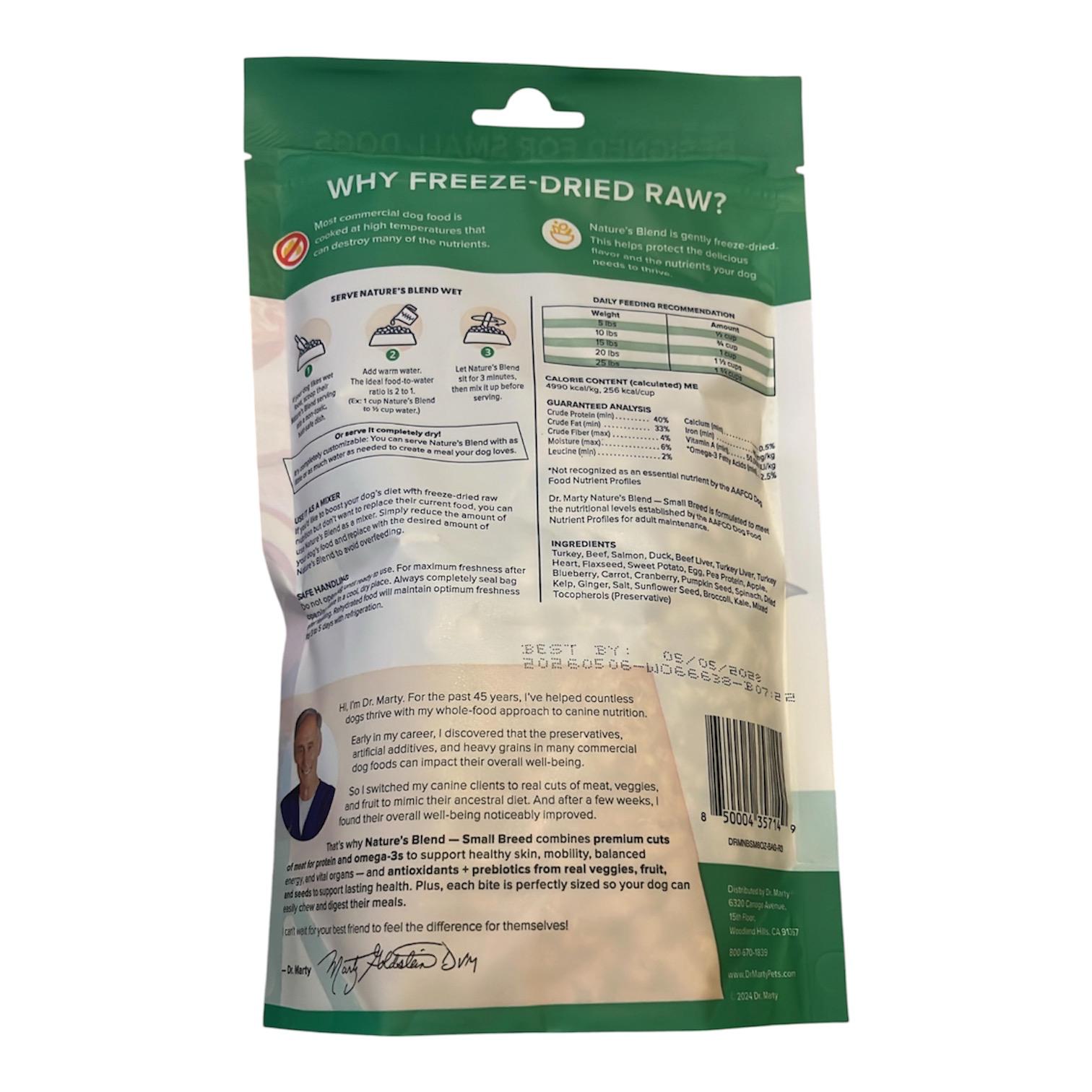 Dr. Marty Nature’s Blend Freeze-Dried Raw Dog Food for Small Breeds – 6 oz Premium High-Protein Formula