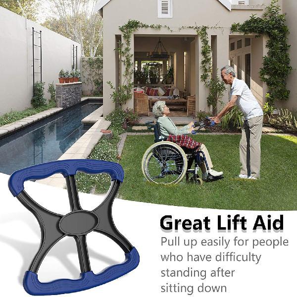 Clobeau Lift Assist Device for Elderly Disabled Patient Standing Aid Lift Standing Portable Lifts Aid for Handicapped, Blue with Rubber Grip Handicap Bar Lifting to Transfer Elderly Senior Bariatric