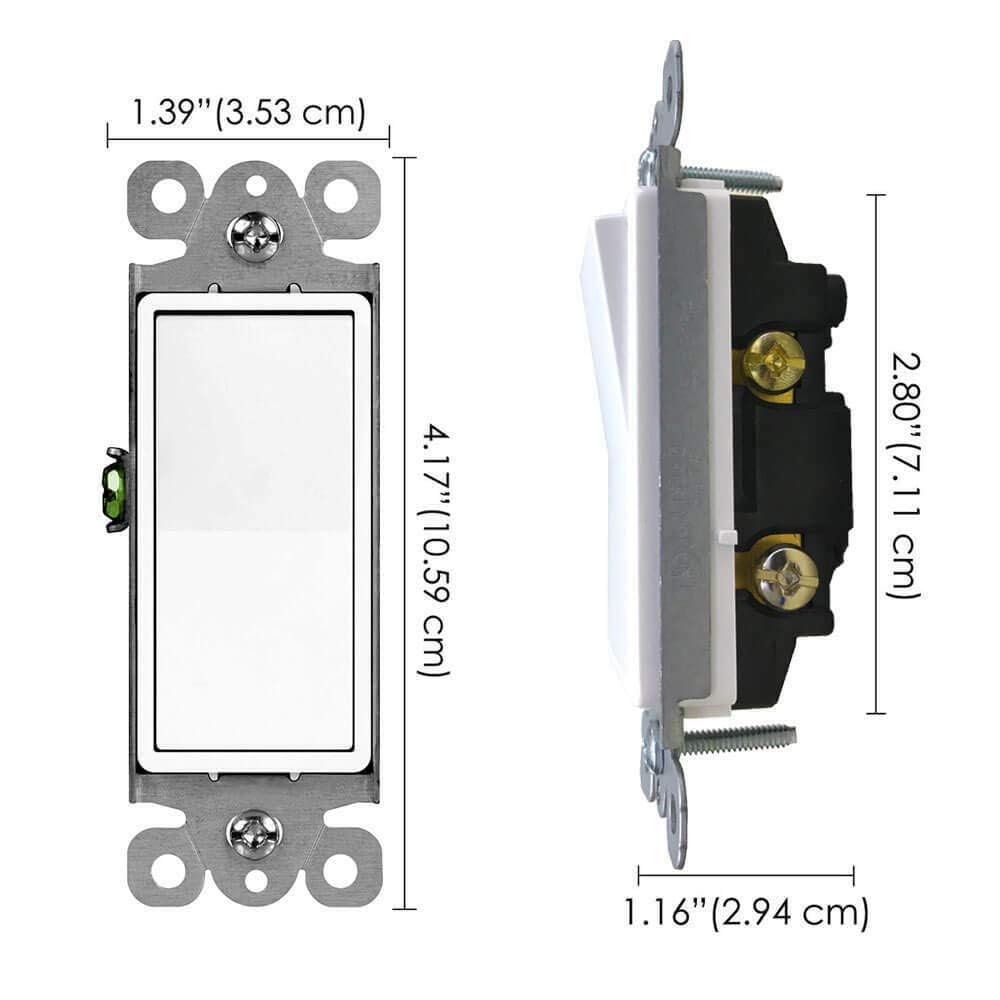 15-Pack Modern Rocker Light Switches with Wall Plates – 15A Single Pole
