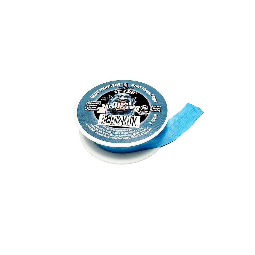 Millrose Monster Roll PTFE Thread Seal Tape – 1/2” x 260” (Blue)