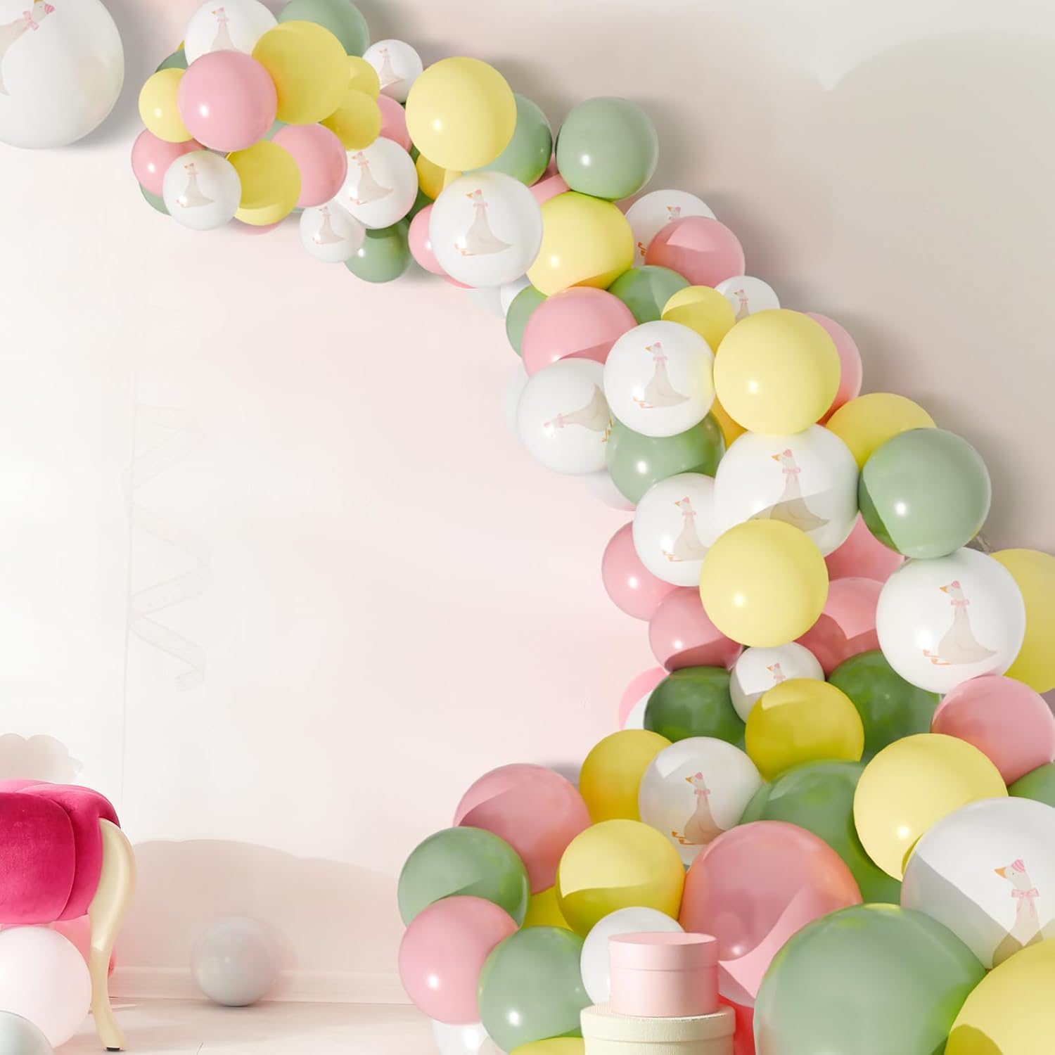 60 Pcs Goose Balloon Set – Pink Birthday & Baby Shower Decorations