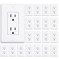 20 Pack Modern White Duplex Electrical Outlets – Standard Wall Receptacles for Home & Office
