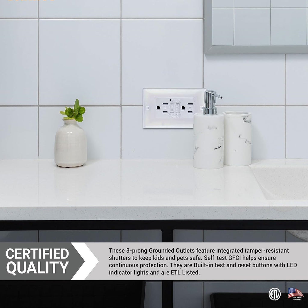 2 Pack 20A GFCI Outlet – Self-Test Tamper Resistant Electrical Receptacle (NEMA 5-20R)
