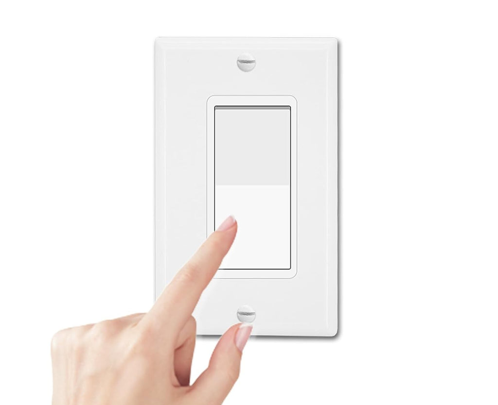 10 Pack Rocker Light Switch with Wall Plate, Modern Decorator Switch 15A, Easy Install Home Upgrade