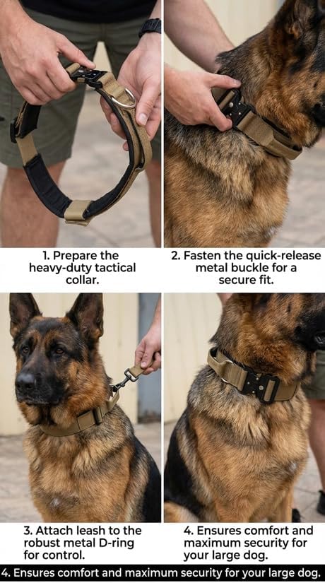 Tactical Dog Collar – Heavy Duty Adjustable Military Collar for Medium & Large Dogs