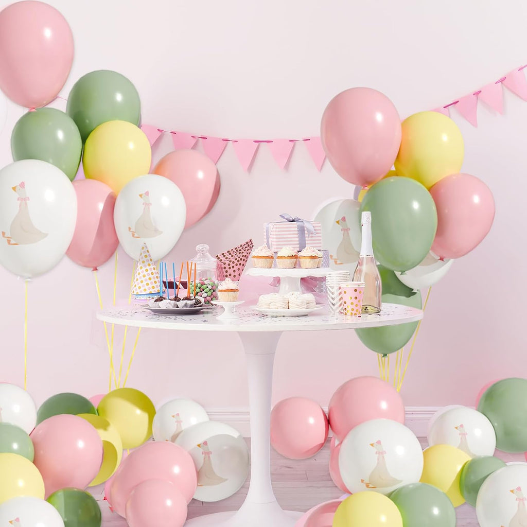 60 Pcs Goose Balloon Set – Pink Birthday & Baby Shower Decorations