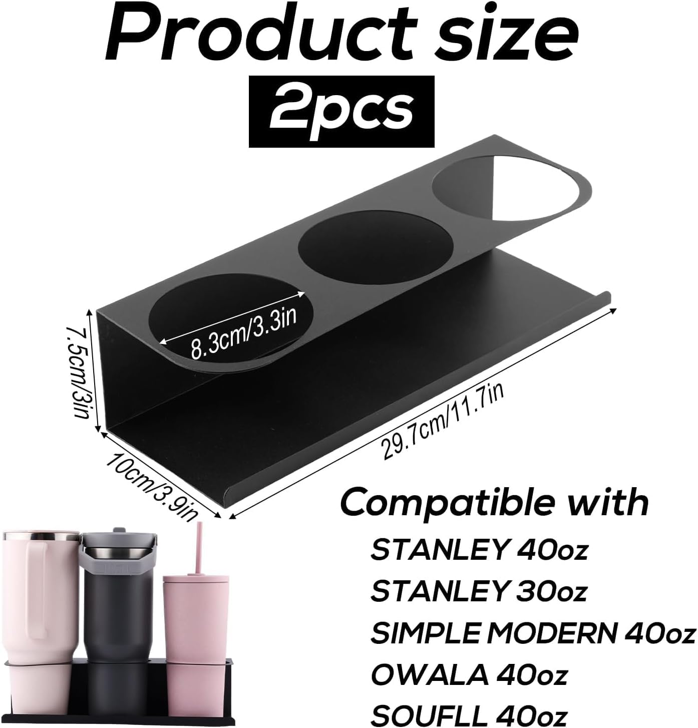 Tumbler Organizer for Countertop Stackable Cup Holder for 30oz & 40oz Tumblers 2 PCS Durable Storage Solution