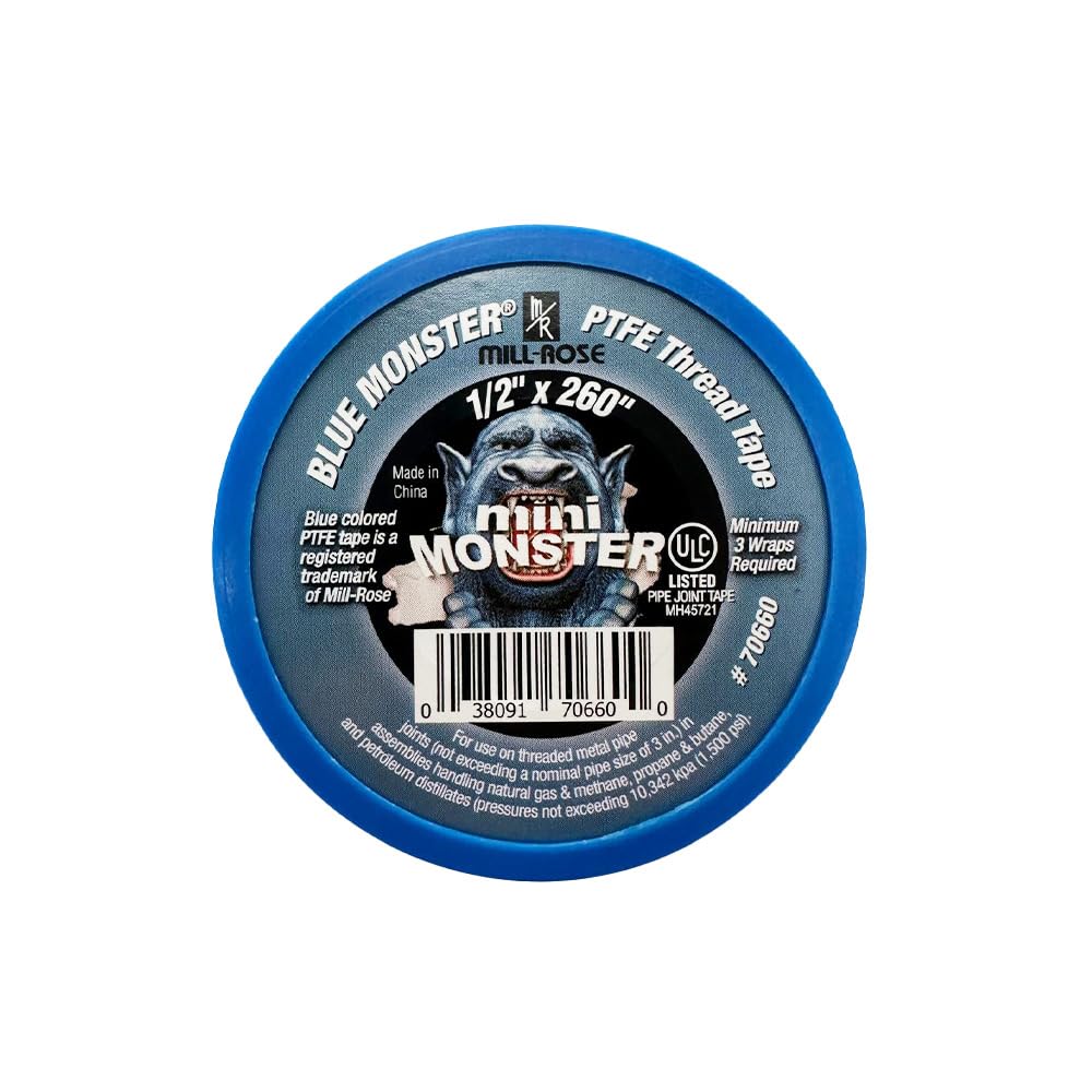 Millrose Monster Roll PTFE Thread Seal Tape – 1/2” x 260” (Blue)