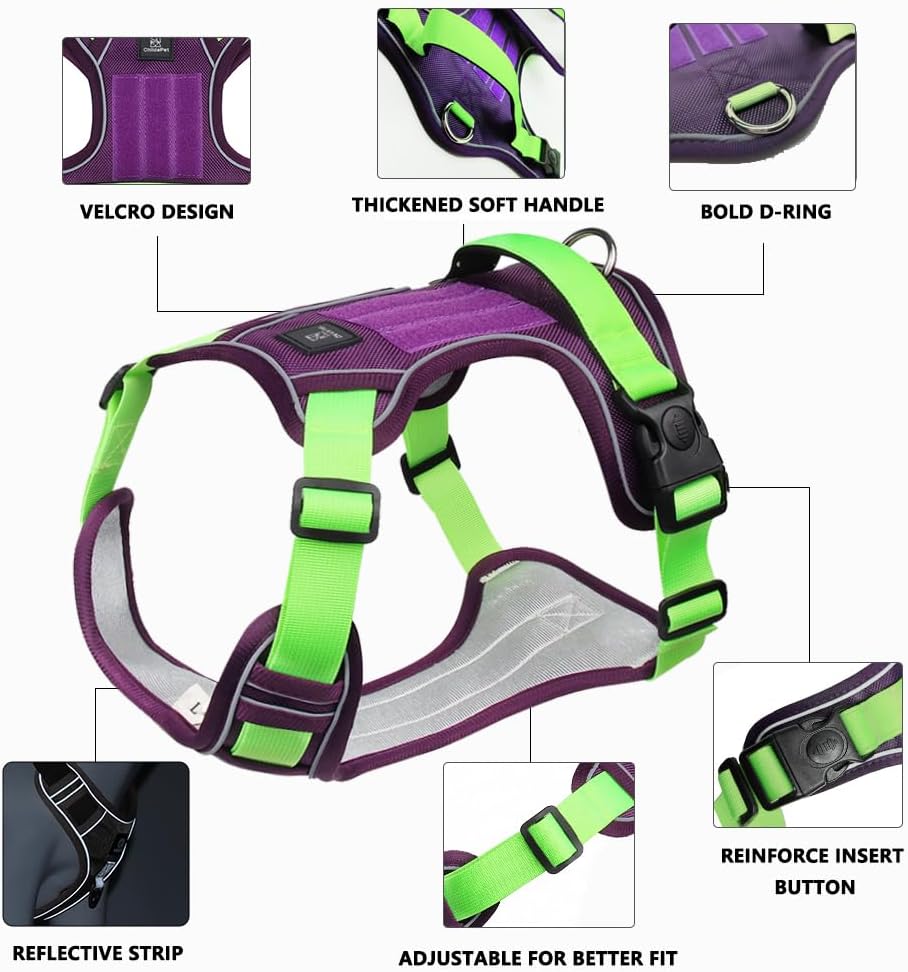 No-Pull Tactical Dog Harness – Adjustable Reflective Vest for Small & Medium Dogs