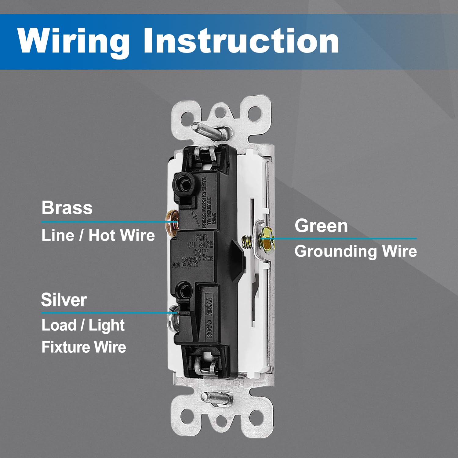 10 Pack Rocker Light Switch with Wall Plate, Modern Decorator Switch 15A, Easy Install Home Upgrade