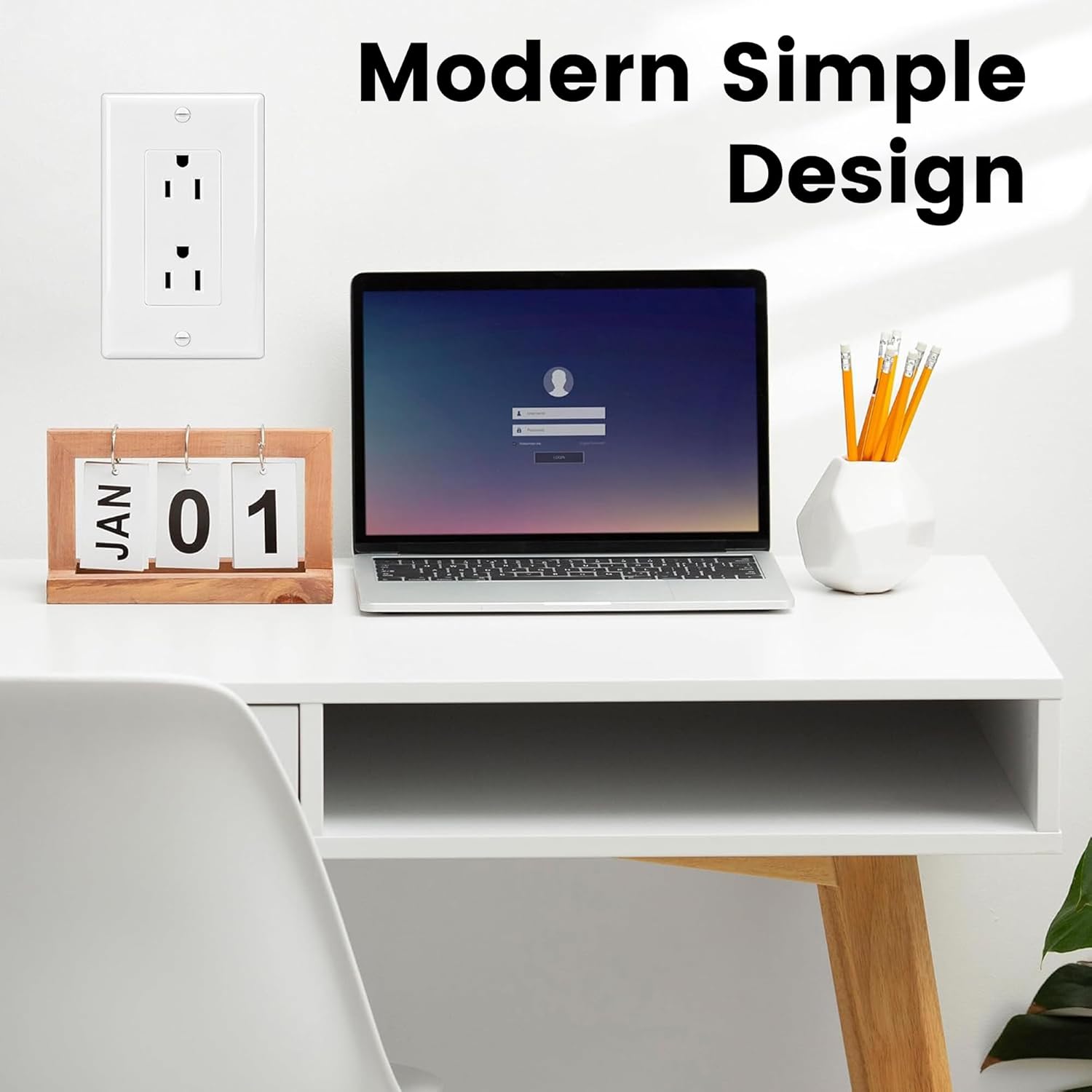 20 Pack Modern White Duplex Electrical Outlets – Standard Wall Receptacles for Home & Office