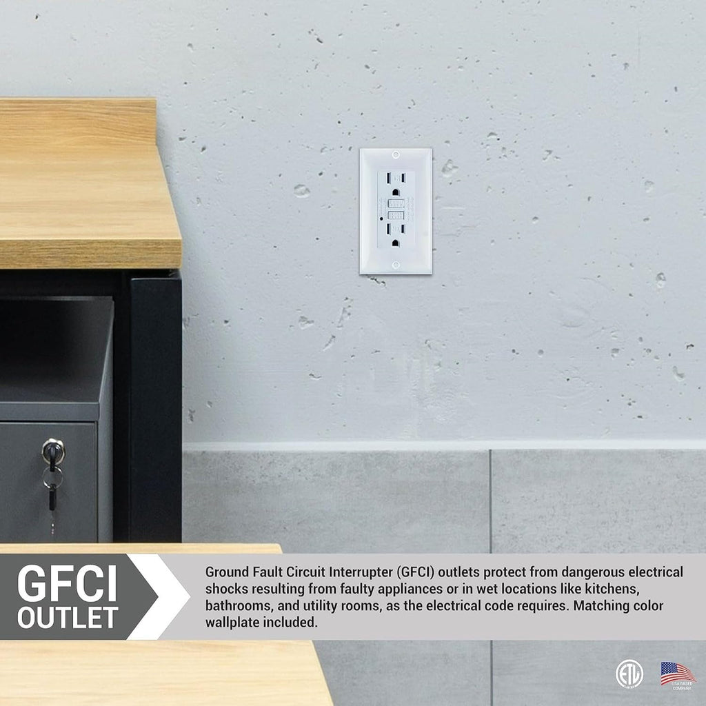 2 Pack 20A GFCI Outlet – Self-Test Tamper Resistant Electrical Receptacle (NEMA 5-20R)
