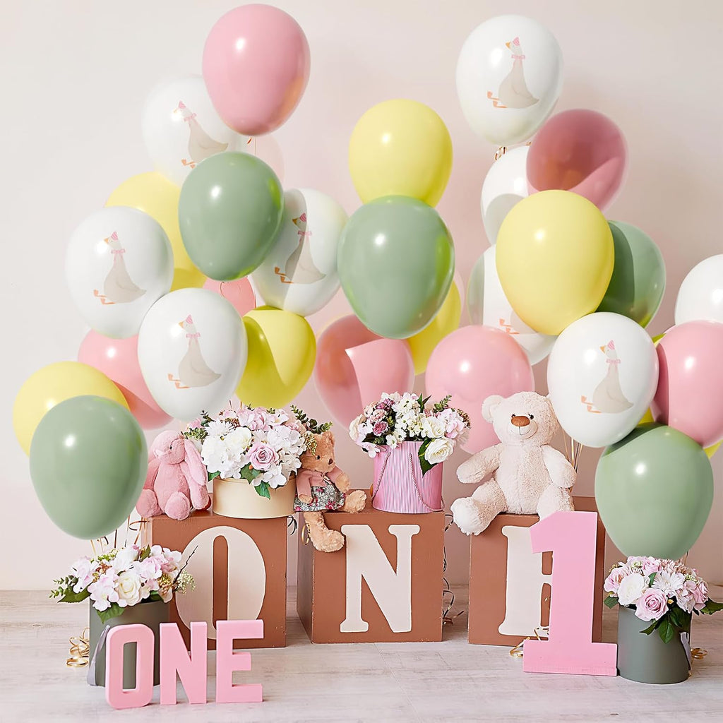 60 Pcs Goose Balloon Set – Pink Birthday & Baby Shower Decorations