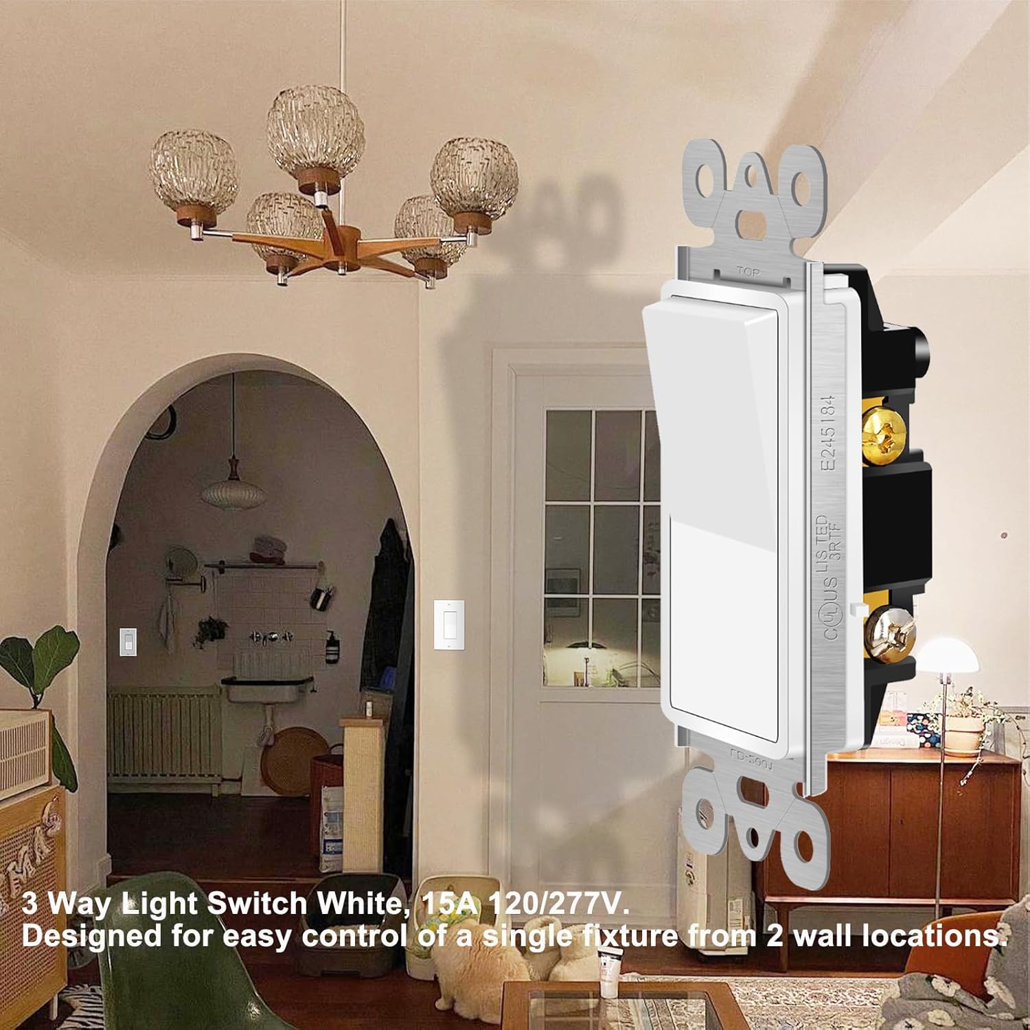 15-Pack Modern Rocker Light Switches with Wall Plates – 15A Single Pole