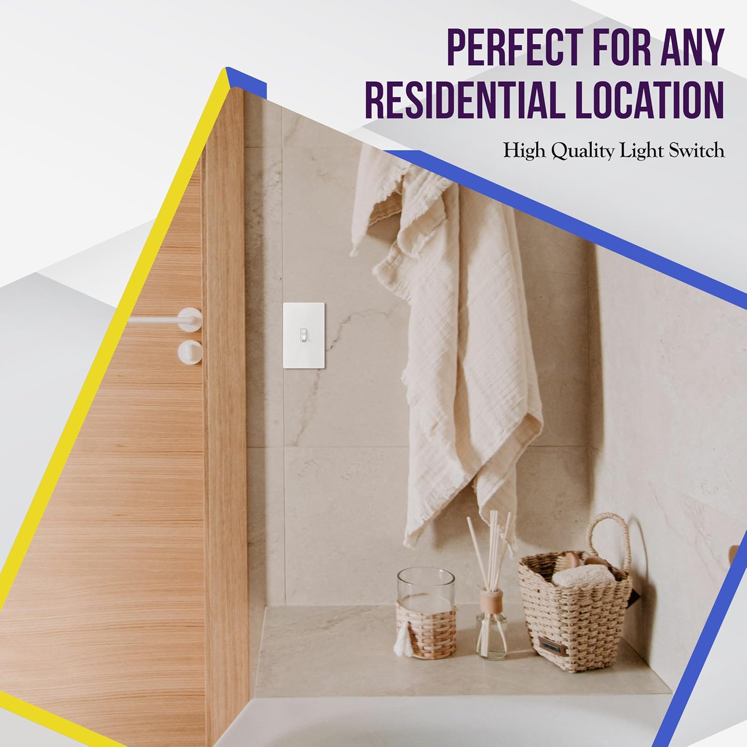 10 Pack Single Pole Light Switch with Wall Plates – 15 Amp Residential Grade, Easy Installation, White