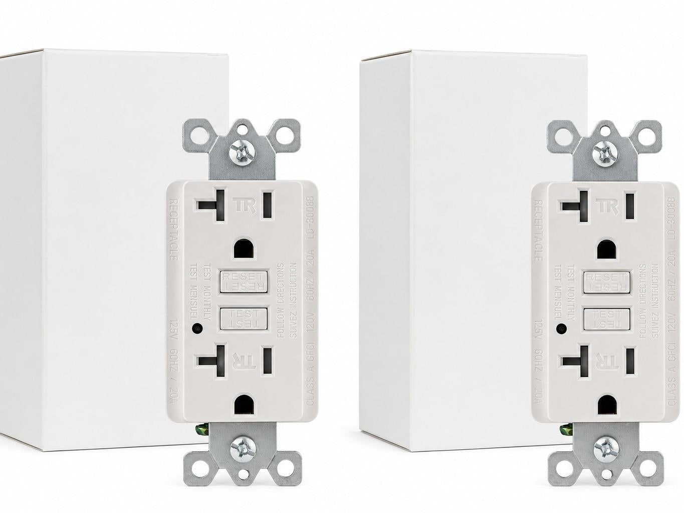 2 Pack 20A GFCI Outlet – Self-Test Tamper Resistant Electrical Receptacle (NEMA 5-20R)