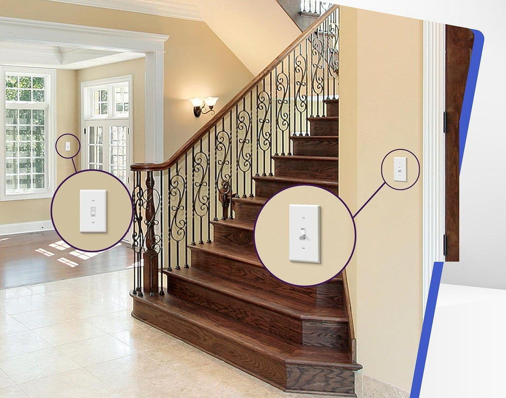 10 Pack Single Pole Light Switch with Wall Plates – 15 Amp Residential Grade, Easy Installation, White