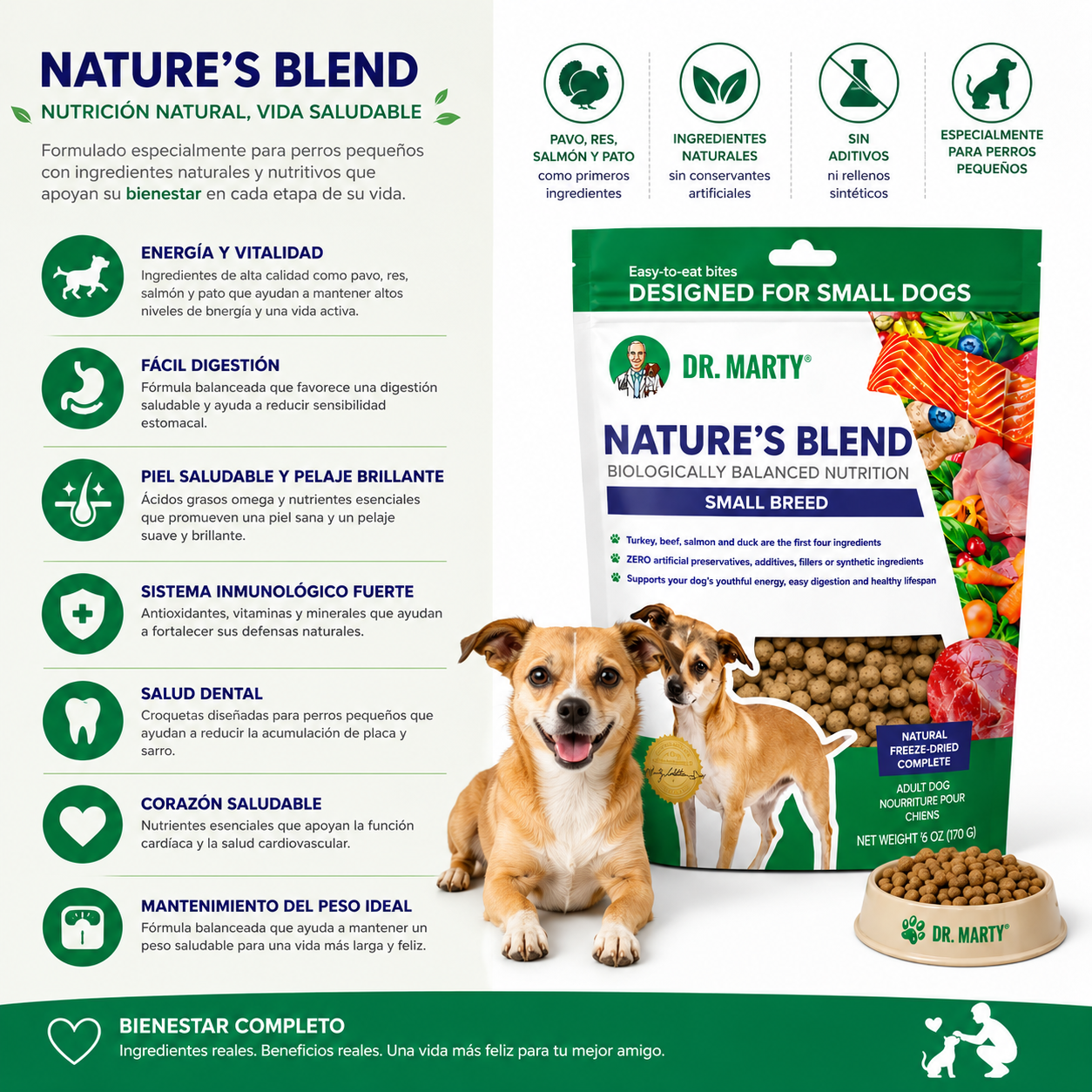 Dr. Marty Nature’s Blend Freeze-Dried Raw Dog Food for Small Breeds – 6 oz Premium High-Protein Formula