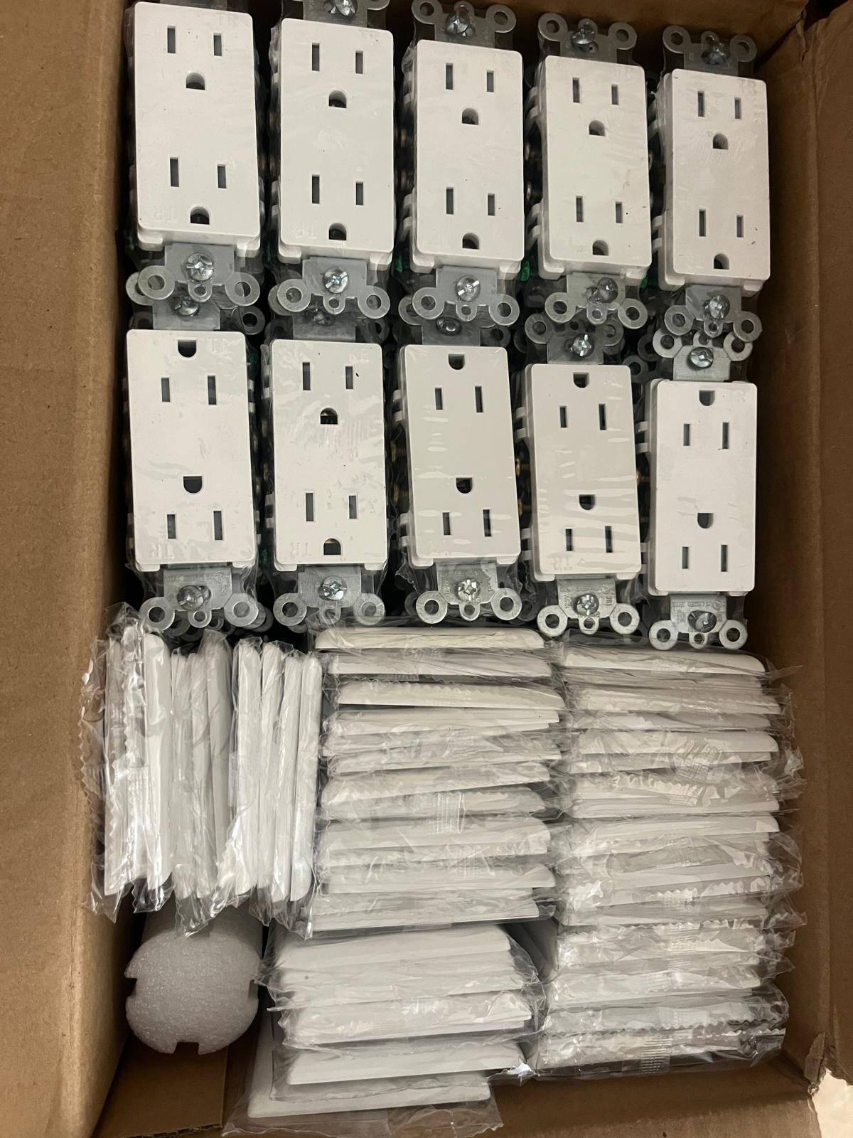 50-Pack Tamper Resistant Duplex Wall Outlets – 15A 125V White Receptacles