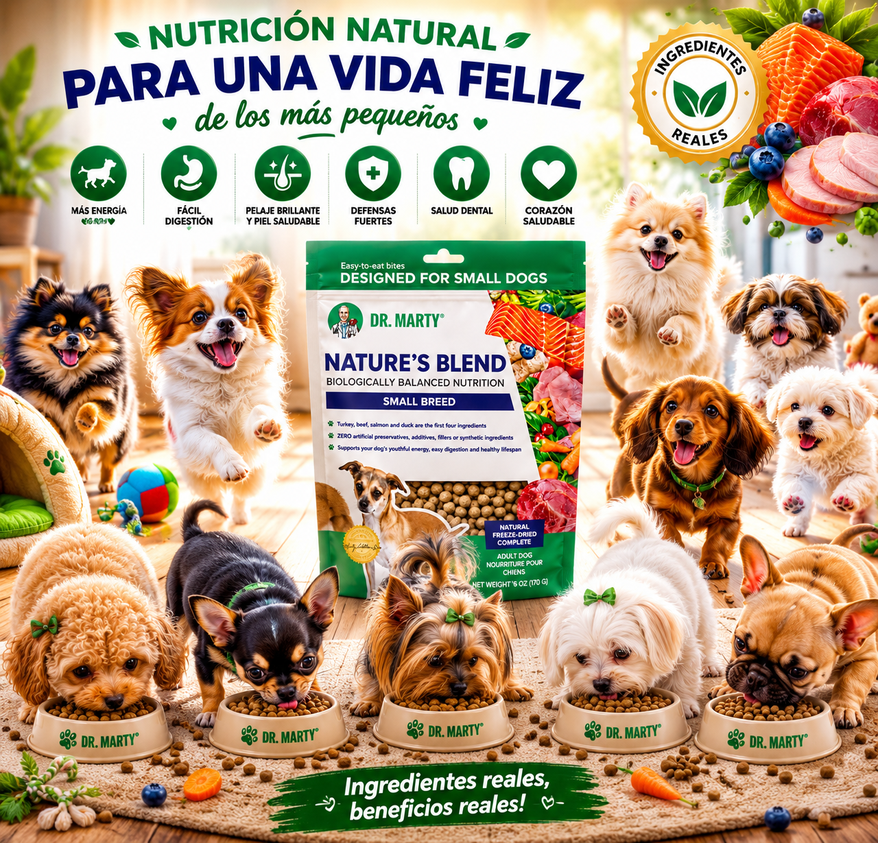 Dr. Marty Nature’s Blend Freeze-Dried Raw Dog Food for Small Breeds – 6 oz Premium High-Protein Formula