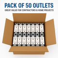 50-Pack Tamper Resistant Duplex Wall Outlets – 15A 125V White Receptacles