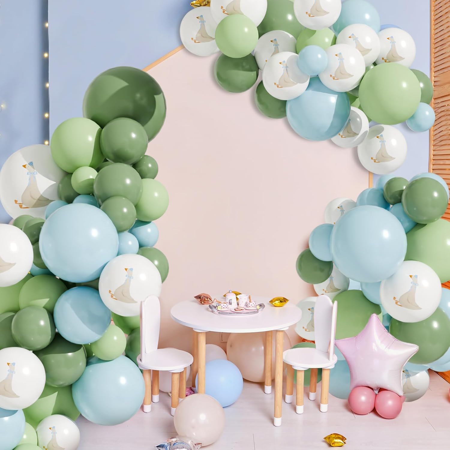 60 Pcs Goose Balloon Set – Pastel Pink Birthday Party Decorations